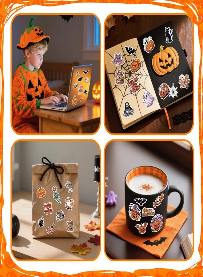 Litmitfu 102 PCS Happy Halloween Stickers - Holographic Halloween Party Favors Pumpkin Holiday Sticker Crafts Hallowee Vinyl Sticker for Water Bottle Basket Decorations Goodie Bags Stuffers Supplies Props - Image 2